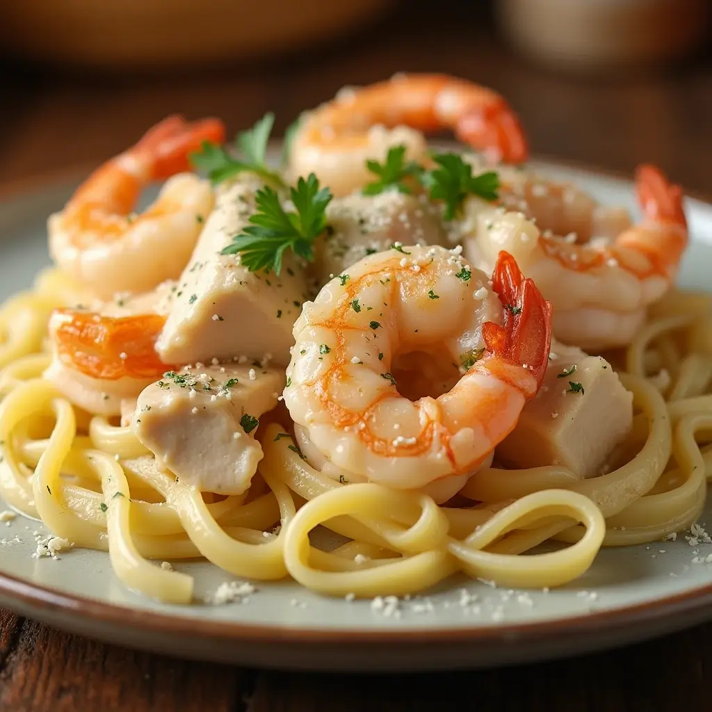 chicken and shrimp alfredo